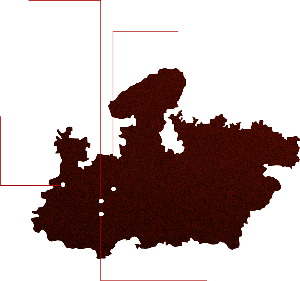 Map showing Sunshine Group reach across Central India